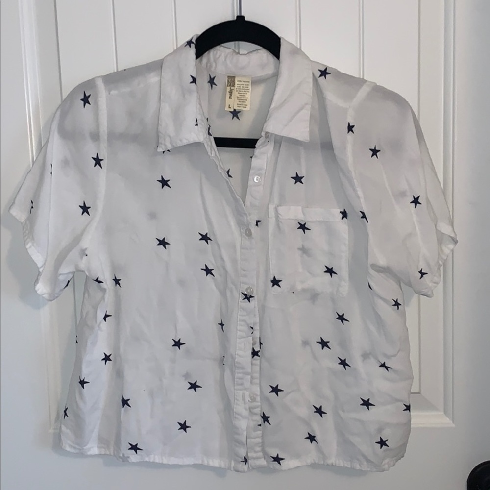 White Collared Button Up Star Shirt